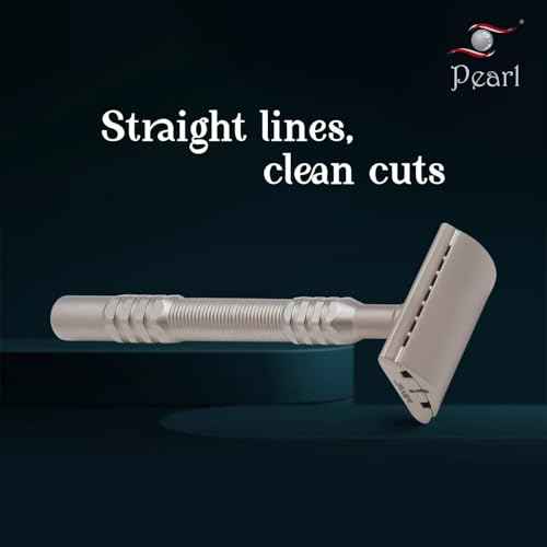 PEARL Premium Shaving Double Edge Safety Razor for Men- Semi Slant Stainless Steel | Triple Plating, Gift Kit | Efficient & Gentle Shave for Thick, Wiry Hair Sensitive Skin | L-65 Semi Slant DE Razor