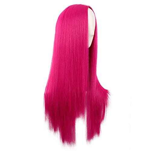 MapofBeauty 28 Inch/70 cm Women Special Long Straight Synthetic Wig (Hot Pink)