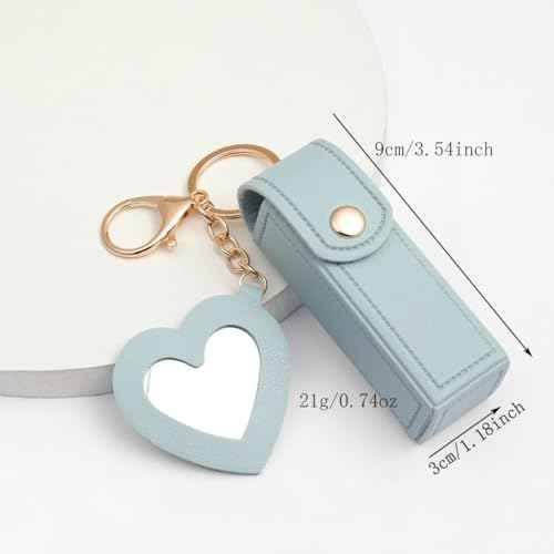 5 PCS Lipstick Holder Keychain PU Leather Potable Chapstick Holder with Mirror Soft Lip-Balm Holder Travel Storage Case, Lipstick Pouch, Mini for Chapstick Perfume Fingernail Polish
