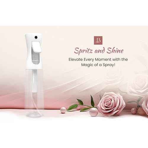 Continuous Mist Spray Bottle - 10.1oz Fine Mist Sprayer for Hair Styling, Cleaning, Plants, Salons, Essential Oils, and More - White