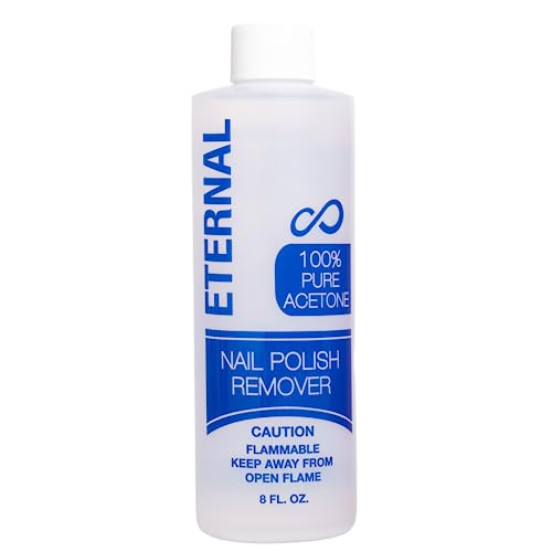 Eternal 100% Pure Acetone- Acetona pura ? Quick Professional Ultra-Powerful Nail Polish Remover for Natural, Gel, Acrylic, Shellac Nails and Dark Colored Paints (8 FL. OZ.)