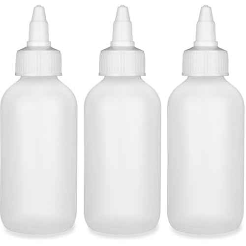 BRIGHTFROM Twist Top Applicator Bottles, Squeeze 4 OZ Empty Plastic Bottles, Refillable, Open/Close Nozzle - Leak Proof, Multi Purpose - 3 PACK