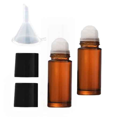 2Pcs Brown 30ml Glass Essential Oil Roller Bottles Refillable Roll on Bottles Empty Deodorant Bottle Containers Rollerball Bottles Beauty and Personal Care Tools for Fragrance Cosmetics