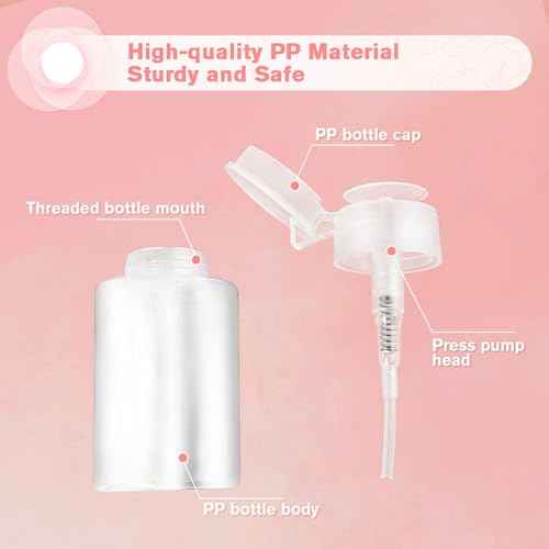 3 Pack Push Down Pump Dispenser, Empty Push Top Bottles Containers for Nail Polish Makeup Remover Micellar Water Essence Dish Facial Toner 2oz/60ML