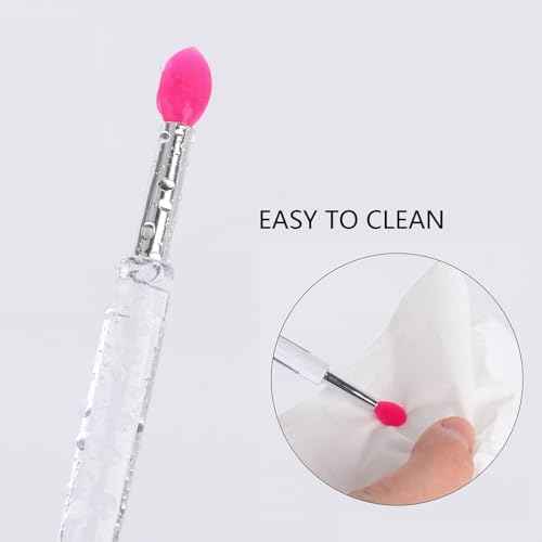 40Pcs Silicone Lip Brushes with Cap, Reusable Applicator Brushes for Eyeshadow, Lip Gloss Mask Cream