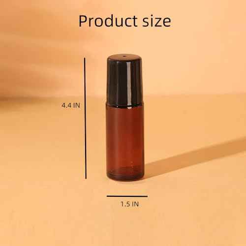 2 Pcs 50ml Amber Glass Roll On Bottles - Empty Refillable Rollerball Containers for DIY Deodorant, Essential Oils, Perfume & Skincare Making (50ml Brown)