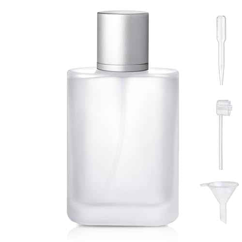 100ml/3.4 Oz Frosted Glass Spray Bottle Perfume Atomizer,Refillable Perfume Spray Bottle Perfume Bottles Empty with 3 Kinds of Perfume Dispenser (Frosted Glass 100ml)
