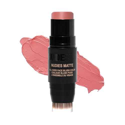 Nudestix Nudies Blush Stick ? 3-in-1 Cream Blush for Cheeks, Eyes & Lips with Built-In Brush | Soft Matte Finish for a Natural Flush