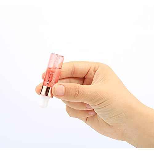 Furnido 35 Pack,1/6 oz(5ml) Pink Essential Oils Dropper Bottle,Empty Glass Sample Vials with Glass Tube,Rose-Golden Caps For Travel,Perfume Aromatherapy Liquid Container-Dropper&Funnel Included