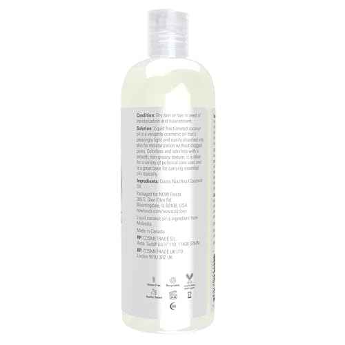 NOW Foods Solutions, Liquid Coconut Oil, Light and Nourishing, Promotes Healthy-Looking Skin and Hair, 16-Ounce