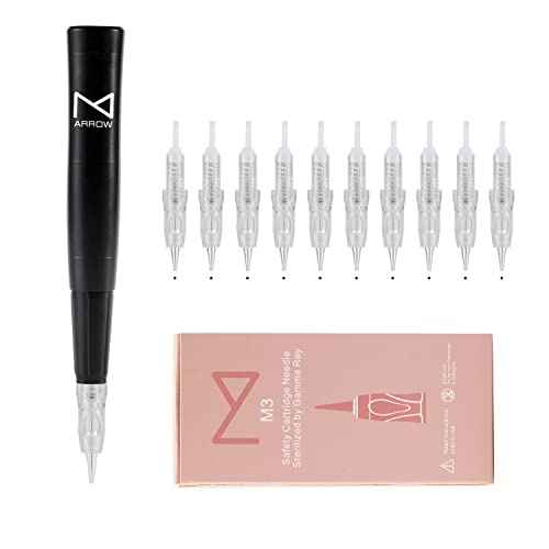 Arrow Wireless Permanent Makeup Tattoo Machine By Mellie Microblading - Powder Brows - Shading - Microshading - Brow Machine Compatible with M3 or Intelli Needle Cartridge (Machine, Black)