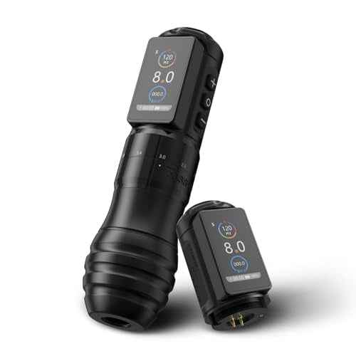 Kiss Of Dragon 'TRAVELER-T2' Cordless Tattoo Machine Adjustable Pen Strokes with 42mm Grip Pen Extra Professional 2000mAh Battery