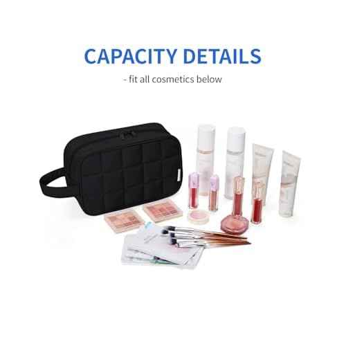 Narwey Puffy Travel Toiletry Bag for Traveling Women Girl, Travel Bag for Toiletries, Cute Travel Makeup Bag Organizer, Quilted Cosmetic Bag Make Up Skincare Medicine Bags