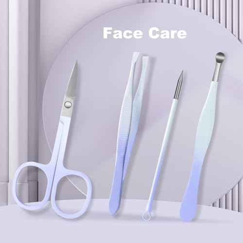 Manicure Set, 10 pcs High-Carbon Steel Nail Clippers Set, Portable Mini Manicure and Pedicure Kit, Travel Grooming Nail Kit with Leather Bag for Men and Women
