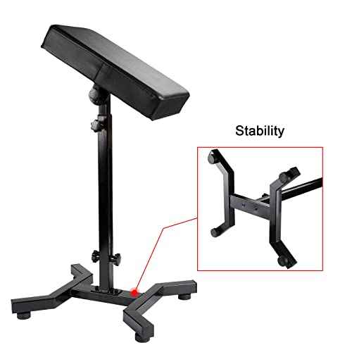 Solong Tattoo Armrest and Legrest with Thicken Tattoo Pad 180¡Æ Rotation Adjustable Height Tattoo Armrest Stand Studio Chair Frame Non-Slip Base Square Black Leather TA221