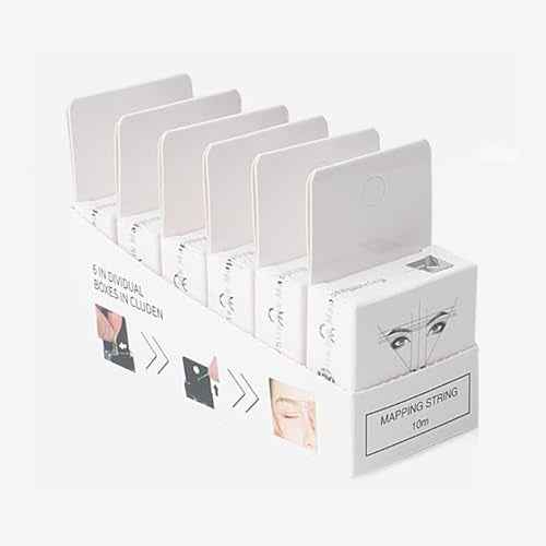 6 Pack Pre-ink Brow Mapping String for Microblading Eyebrow Marker Thread Tattoo PMU Positioning Eyebrow Measuring Tool for Marking Symmetrical Eyebrows (White-6pcs/box)