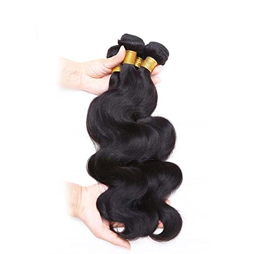 26 28 30 inch Body Wave Human Hair Bundles Body Wave Bundles Real Unprocessed Brazilian Human Hair Extensions for Black Women Natural Color