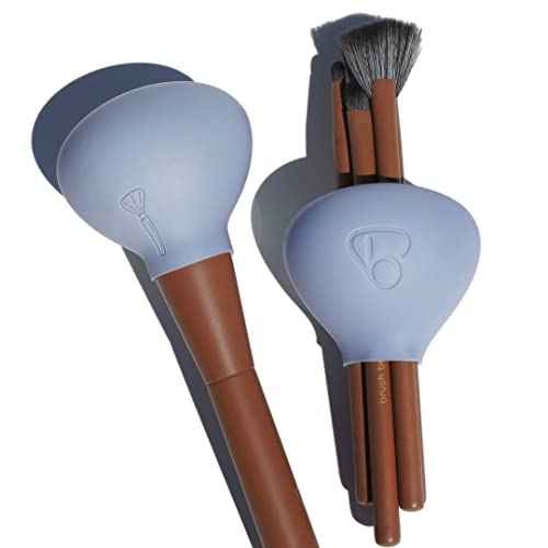 Original Silicone Makeup Brush Covers for Travel, A Storage & Organizer Case for Brushes to protect Makeup Bag, Universal Design For Single & Multi-fit, Periwinkle, 2 Pack Set
