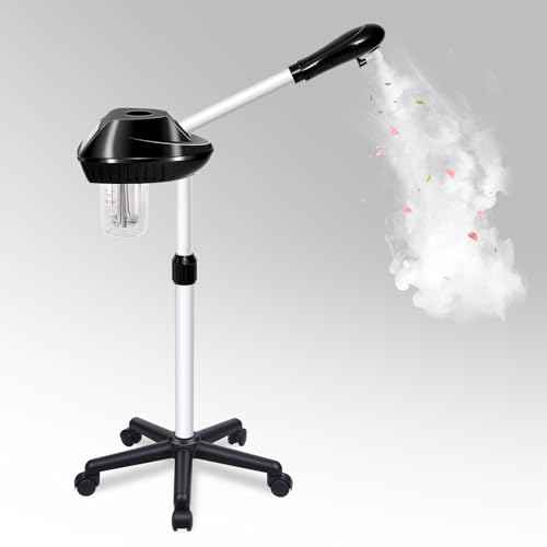 Professional Facial Steamer on Wheels, Facial Steamer for Facial Deep Cleaning, Facial Humidifier for Spa, Adjustable Height for Spa, Salon and at Home Use