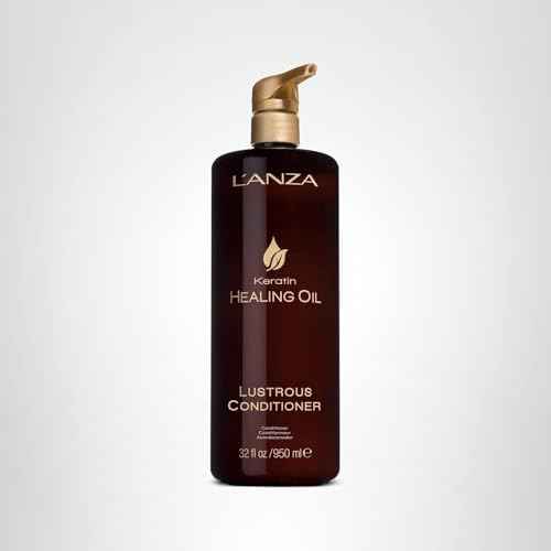 L'ANZA Keratin Healing Oil Conditioner for Dry Damaged Hair, Moisturizing, Detangles, Reduces Breakage, Adds Shine, Anti-Frizz, Color Safe Anti-Humidity Strengthening Care, Sulfate Free (32 Fl Oz)