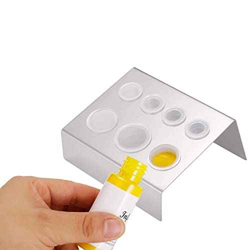 Tattoo Ink Cup Holder,5pcs 7 Holes Stainless Steel Tattoo Pigment Ink Cup Caps Holder Stand Pigment Cup Cap Container Holder Stand for Tattoo Machine Supply (silver)
