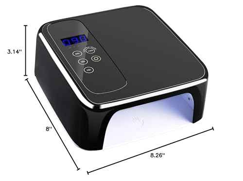 LB UV LED Nail Lamp, Rechargeable LED Nail Dryer, 72W Professional Cordless Nail Lamp with 4 Timer Setting Sensor and LCD Display Portable Home and Salon Gel Nail Art Tools (Black)