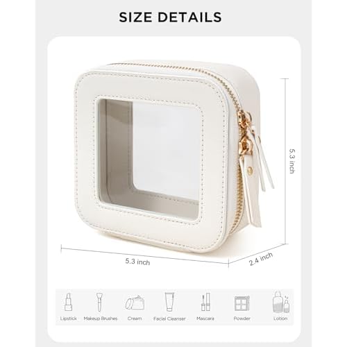 LETGO Clear Makeup Bags Small, Small Clear Makeup Bag for Purse,Mini Makeup Pouch Purse Organizer Fit Carry-on Travel Essentials,Cute Cosmetic Bags for Car Accessories for Women (Mini-White)