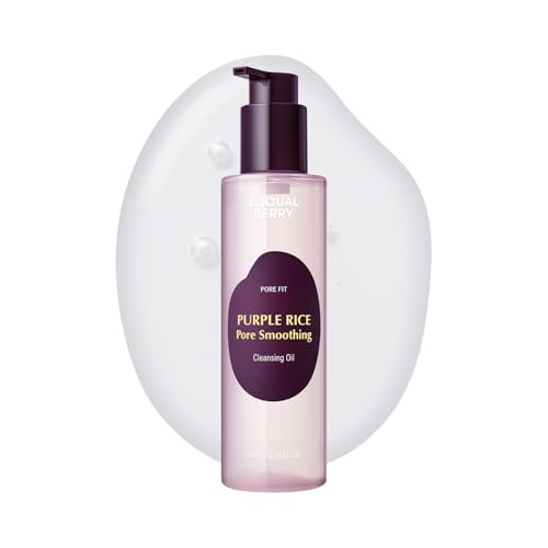 EQQUALBERRY Purple Rice Pore Smoothing Cleansing Oil ? Deep Cleansing for Pores & Blackheads | Korean Oil Cleanser for Face & Makeup Remover | Hydrating & Soothing Formula, 6.76 fl.oz