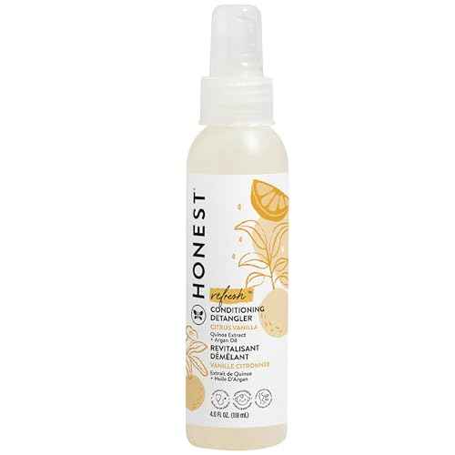 The Honest Company Conditioning Hair Detangler, Tear-Free Hypoallergenic Leave-In Conditioner and Fortifying Spray, Citrus Vanilla Refresh, 4 fl oz