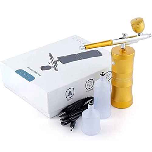 Airbrush Kit Airbrush Kit Mini Facial Airbrush Compressor Kit Air-Brush Spray Gun for Nail Art Paint Cake Makeup for Nail Art, Makeup, Painting, and Cake Decorati(Yellow)