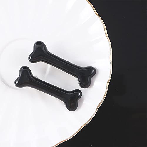 4 Pcs Dog Bone Hair Clips Black/White Hairpins Halloween Christmas Decorative Hair Clips Cosplay Costume Hair Accessories for Women Girls