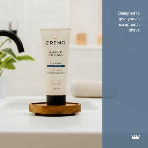 Cremo Sensitive Shave Cream, Astonishingly Superior Ultra-Slick Shaving Cream for Men, Fights Nicks, Cuts and Razor Burn, 6 Fl Oz