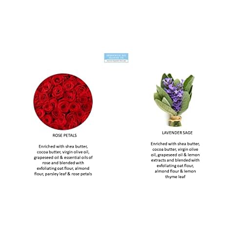 Greenwich Bay Trading Set of 2 Herbal Soaps Lavender Sage and Rose Petal - 6.4 Oz Bars Wrapped in Drawstring Cloth Sacks-Enriched with Shea Butter, Virgin Olive Oil and Fresh Botanical Scents