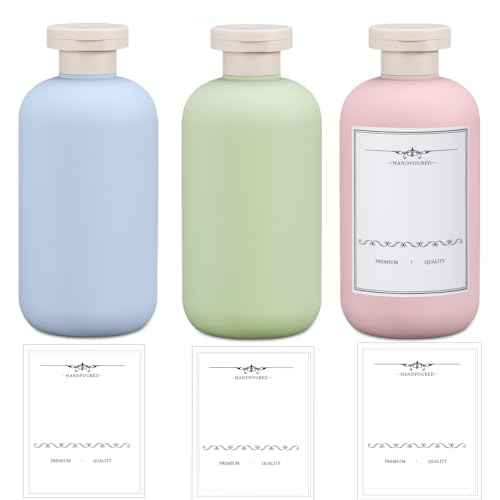 3 PACK Travel Shampoo Bottle, Empty Plastic Squeeze Bottles 6.8oz with Flip Cap, Lotion Container for Toiletries Travel Size Shampoo and Conditioner