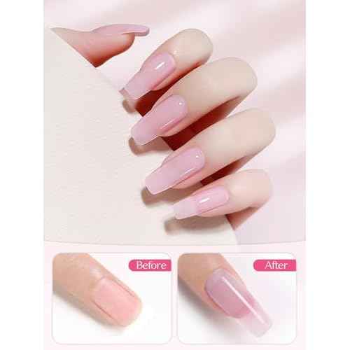 EBANKU Nude Pink Acrylic Powder Set, 6 Colors Jelly Pink, White, Nude - 6 * 10g/0.35oz for Nail Extension, Carving, French Nail