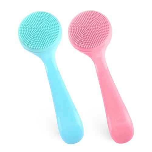 2Pack Silicone Face Brush Manual Face Scrub Brush Soft Facial Brushes Waterproof Exfoliating Face Brush Skin Friendly Face Cleaner Brush for Women and Men Blackheads Makeup Residues Removal