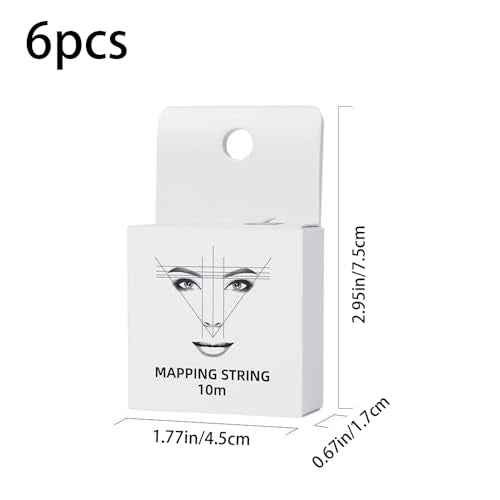 6 Pack Pre-ink Brow Mapping String for Microblading Eyebrow Marker Thread Tattoo PMU Positioning Eyebrow Measuring Tool for Marking Symmetrical Eyebrows (White-6pcs/box)