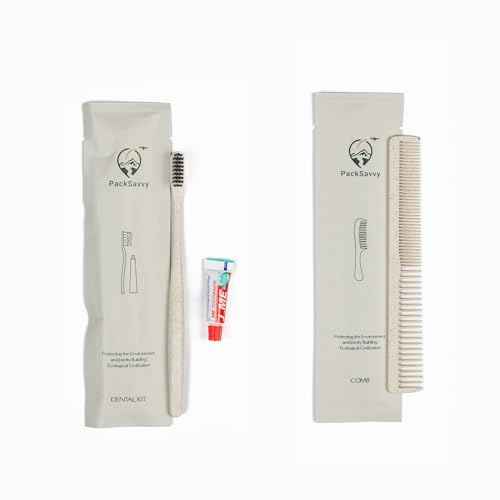 PackSavvy Travel Size Toiletries | 12 Piece Box | Sets of 3 | Disposable Toothbrush, Razor, Comb and Cotton Swabs Set | Travel Essentials | Air bnb Essentials