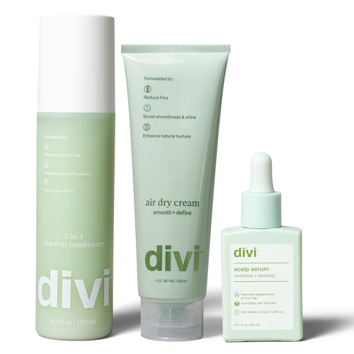 Divi Air Dry Bundle ? Includes 30ml Scalp Serum, Air Dry Cream & Leave-In Conditioner ? Hydrates, Strengthens & Smooths for Frizz-Free, Healthy, Shiny Hair, 3 Piece Set