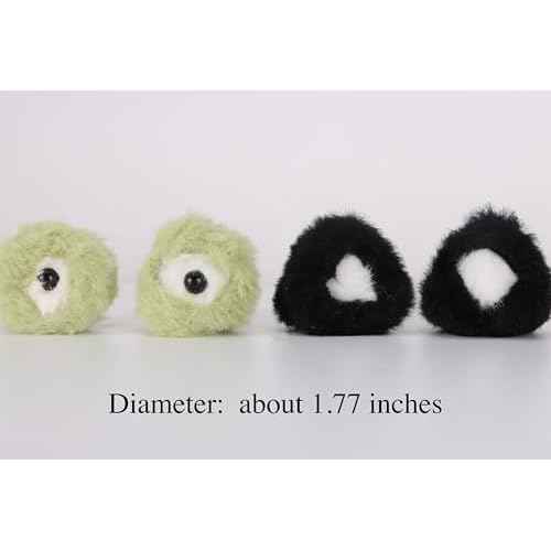 4pcs Cute Plush Cat Ear Hair Clips - Fluffy Dog Frog Cat Ears Claw Clips Soft Small Bangs Claw Clips, Green Black Fuzzy Animal Eyes Mini Hair Clips Accessories for Women Decoration