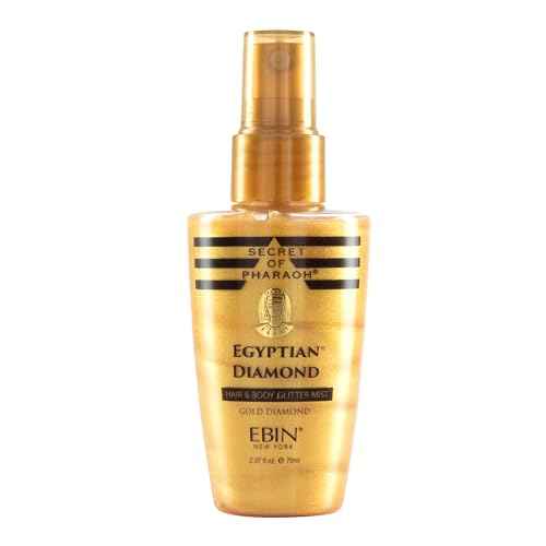 SECRET OF PHARAOH Egyptian Diamond Glitter Mist - Gold 2.37fl.oz | Hair, Face & Body Spray | Long-Lasting Quick-Dry Shimmer for Festivals, Raves, Clothes & Travel Essentials