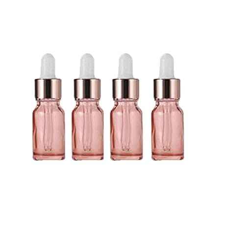 4 Pack Glass Dropper Bottles,10ml/15ml/30ml/50ml/100ml Essential Oil Bottles Dropping Bottles With Rose gold Lids Perfume Empty Travel Sample Vials Essence Liquid Cosmetic Containers(15ml)