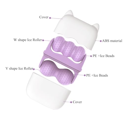 Ice Roller for Face and Eyes,Christmas Gifts for Women Mom,2 in 1 Face Roller and Travel Case,Facial Skin Care Tools,White Elephant Gifts(Purple)