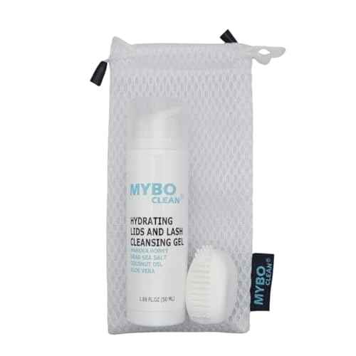 Mybo Clean Eyelid Cleansing Brush for Sensitive Skin (1 Pc) + Hydrating Lids and Lash Cleansing Gel (1Pc) + Travel Bag Ideal for Gentle Cleansing of the Eyelids On the Go