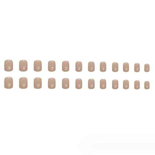 Short Nude False Nails Square Press on Nails Solid Color Nails Reusable Full Cover Fake Nails for Women and Girls 24PCS