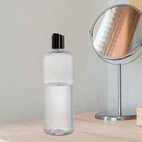 Peohud 20 Pack 16oz Clear Plastic Empty Bottles with Disc Top Flip Caps, Refillable Shampoo Bottles, Squeezable Travel Containers for Lotions, Cosmetics, Liquid Body Soap, Creams, BPA Free