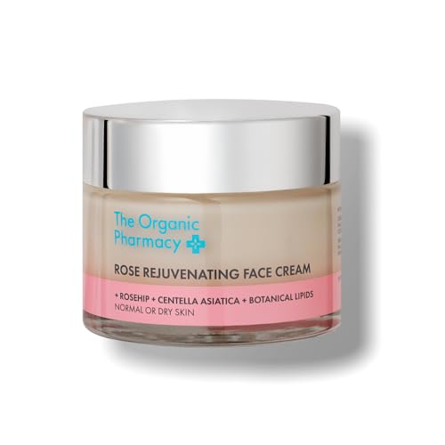 The Organic Pharmacy Rose Rejuvenating Face Cream, 50ml, Anti-aging Moisturizer with Rosehip Oil, Centella Asiatica, for All Skin Types