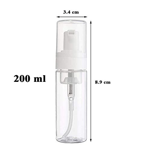 Foaming Dispenser 7oz Transparent Empty Spray Bottle 2Pcs Plastic Foam Pump Travel Soap Portable Foam Bottle (200ml)