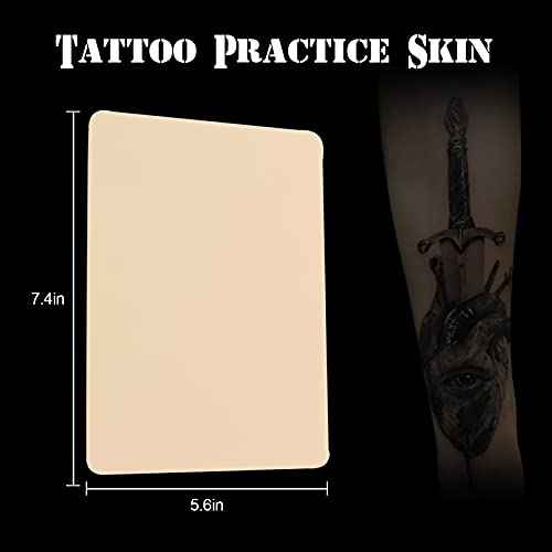 320PCS Tattoo Practice Kit - Fake Skin and Ink Caps Set With 300 Mixed Pigment Cups (#9 Small, #13 Medium, #16 Large) and 20 Practice Skins - Tattoo Supplies