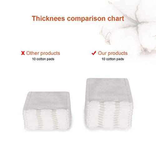 Cotton Pads, Facial Lip & Eye Makeup Remover Pads,100% Pure Cotton Effective Cosmetic Cotton Squares,Hypoallergenic, Lint-Free(222PCS)